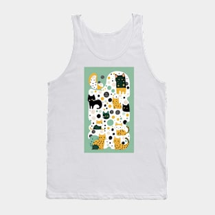 Dot-Delight: Charming Polka Dot Cat Design Tank Top